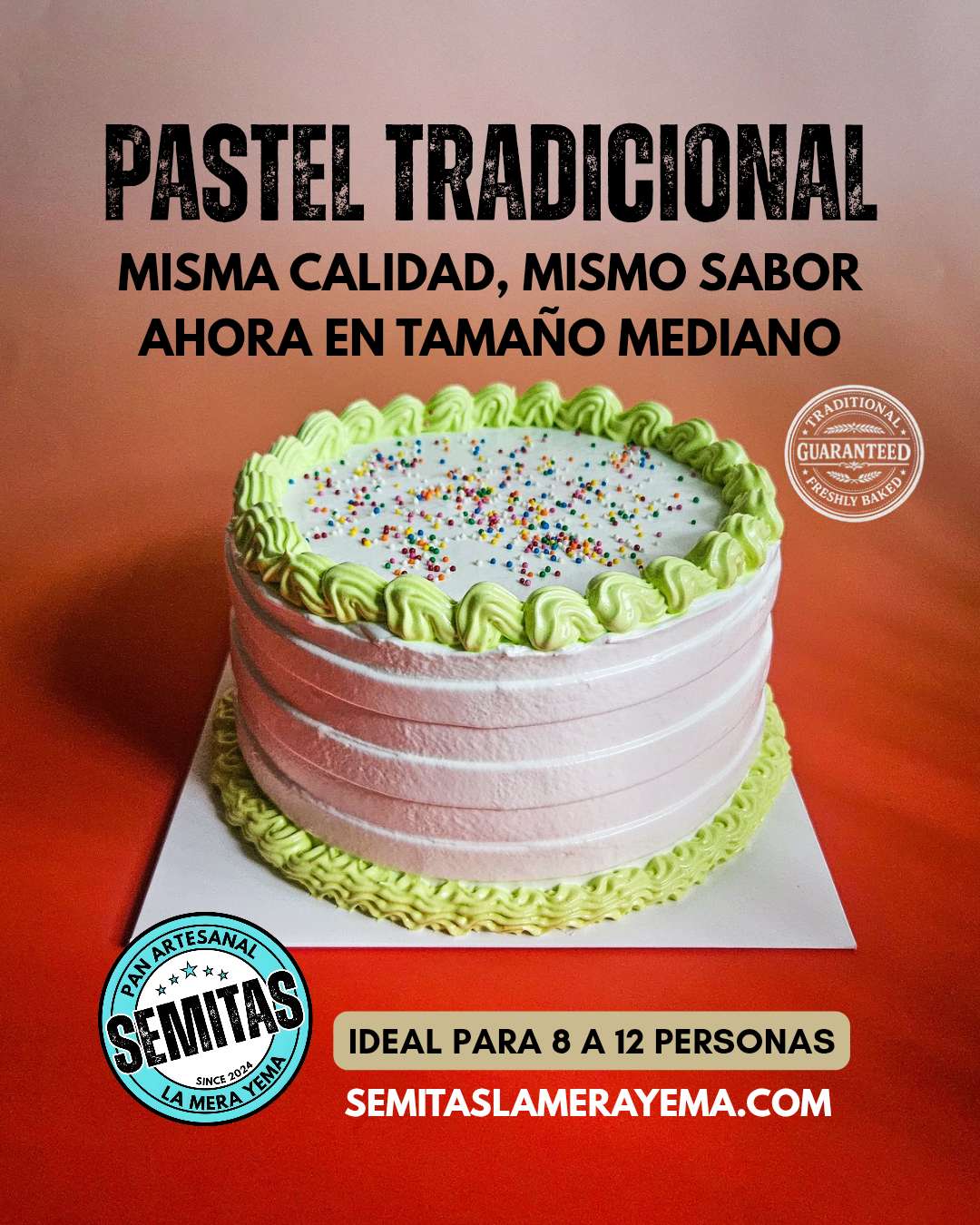 Queque hondureño tradicional tamaño 6 pulgadas