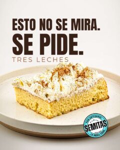 Pastel Tres Leches artesanal de Semitas La Mera Yema en Miami